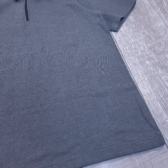 Zeus Mens Performance Polo Shirt Size XL Gray Short Sleeve 1/4 Zip Pique Golf - Picture 3 of 6
